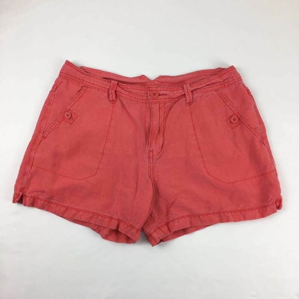 Calvin Klein Jeans Womens Chinos Shorts Pocket Mid Rise Slit Linen Blend 29